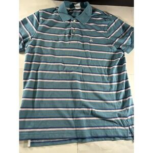 Brooks Brothers 1818 Polo Shirt Mens Large Slim Fit (Fits M) Blue Striped